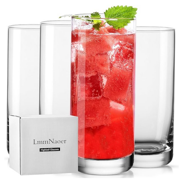 4-Count 13-Oz LmmNaoer Highball Tall Clear Drinking Glasses