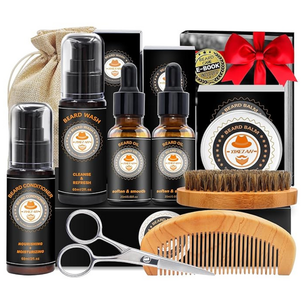Xikezan 8-In-1 Men's Beard Care Grooming & Trimming Kit Gift Set