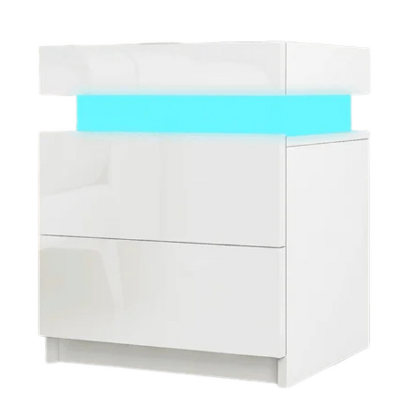 Hommpa 2 Drawer Modern Nightstand With RGB LED Light (2 Colors)