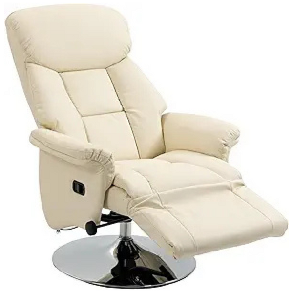 Swivel PU Leather Reclining Chair with Retractable Footrest