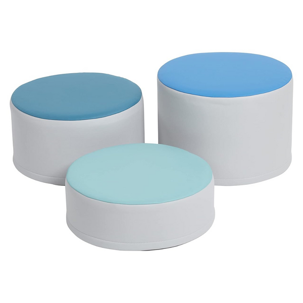 ECR4Kids SoftZone Colorful Stump Stool Set, Flexible Seating, Contemporary, 3-Piece