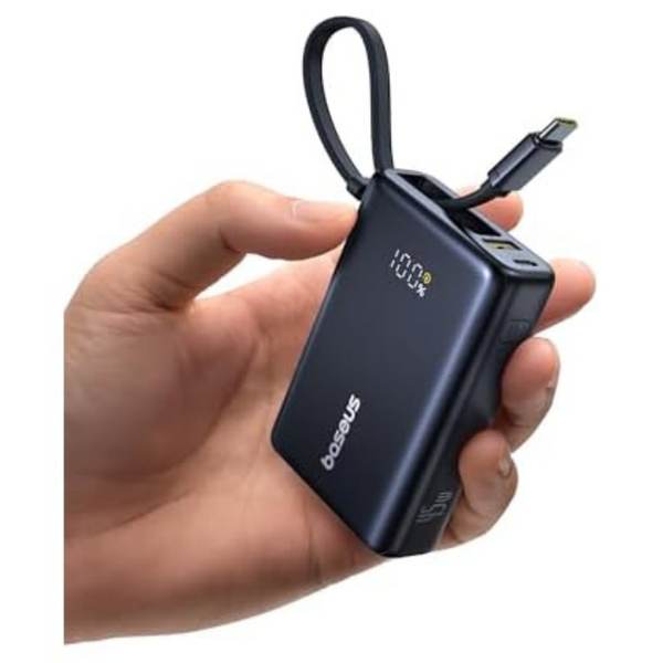10000mAh PD 45W Portable Power Bank With Built-In USB-C Cable