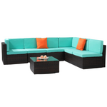 7-Piece Ktaxon Rattan Wicker Patio Sectional Set (Lake Blue)