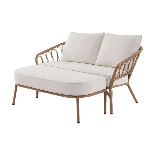 Willow Sage Wicker All-Weather Outdoor Loveseat And Ottoman Set