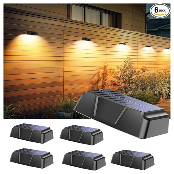 6-Pack Brightown Waterproof 7 RGB Color Solar Fence Lights