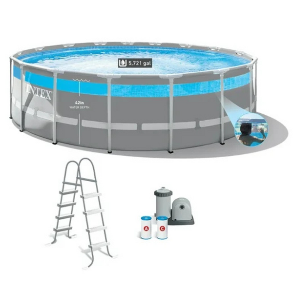 Intex 17ft x 48" Clearview Prism Frame Swimming Pool Set W/Pump