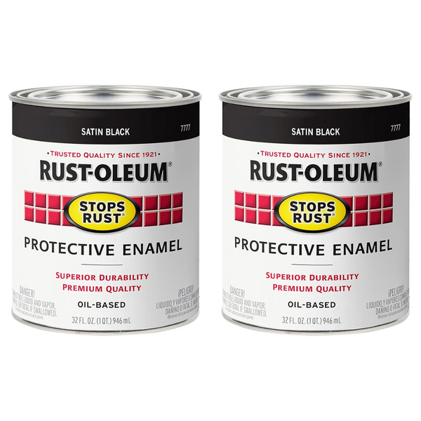 2-Pack Rust-Oleum Satin Black Stops Rust Brush On Paint (1-Qt each)