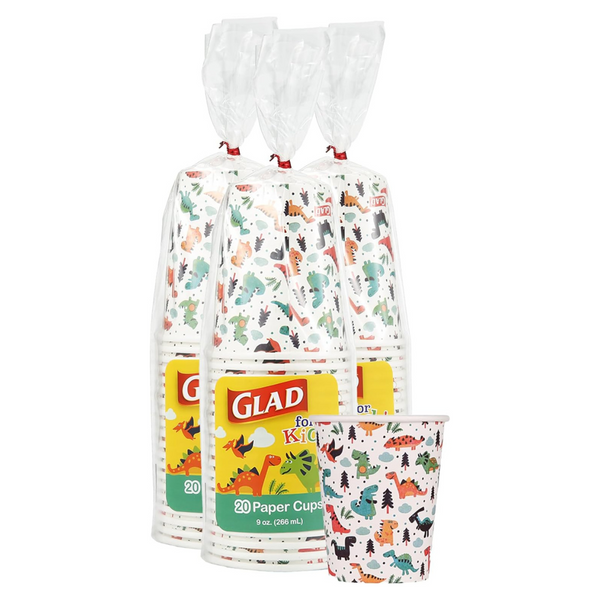 60-Count 9-Oz Glad Kids Dinosaurs Disposable Paper Cups