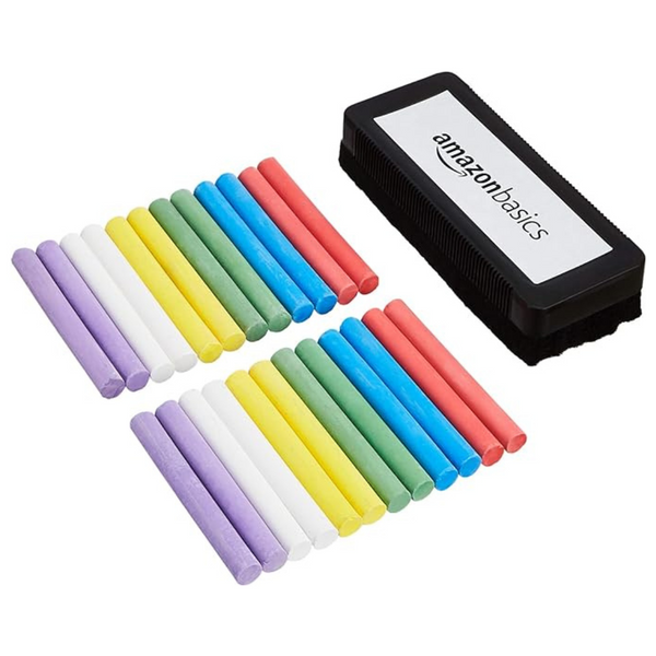 24-Count Amazon Basics Dustless Chalk With Eraser