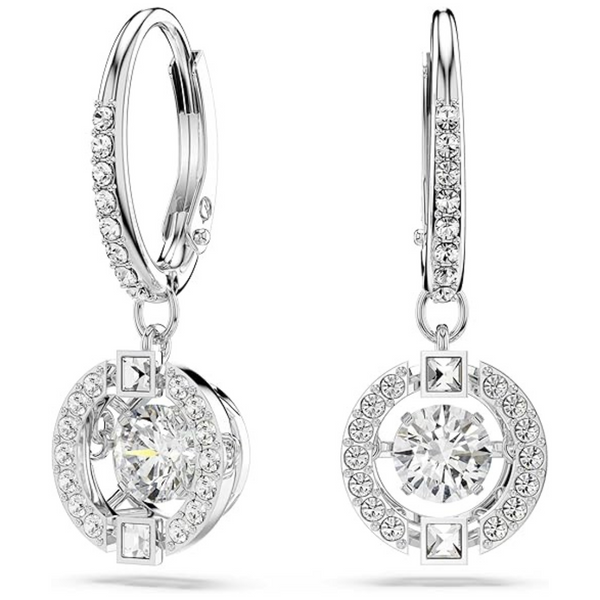 Swarovski Rhodium Plated White Sparkling Dance Pierced Earrings