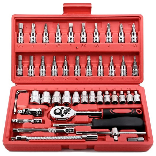 46-Pieces Egofine 1/4 Inch Drive Socket Ratchet Wrench Set