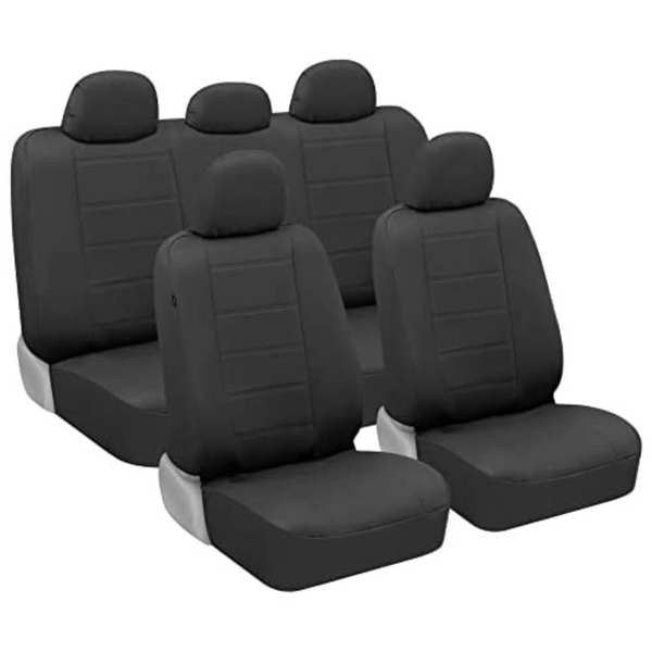 9-Piece BDK carXS Black Leather Faux Seat Covers For Cars