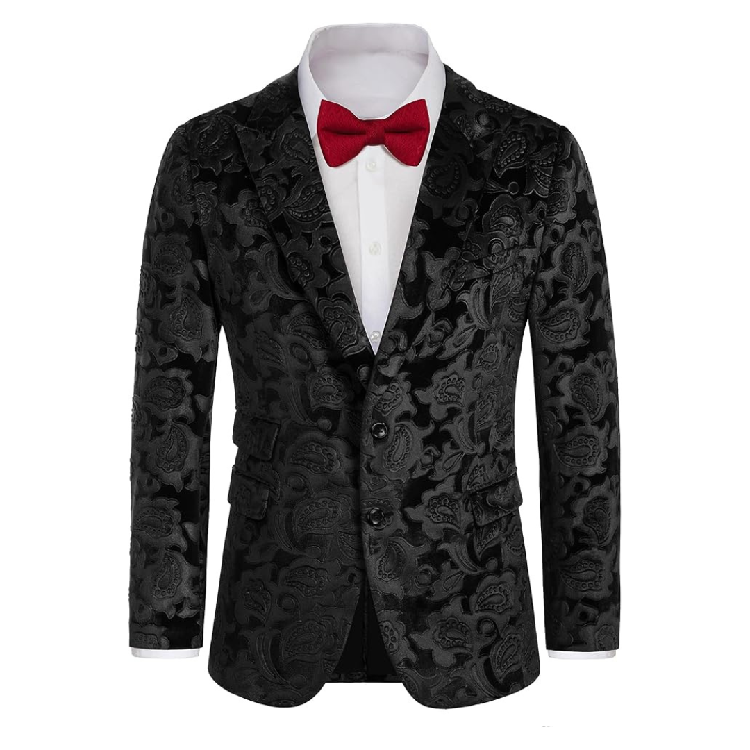 Grace Karin Men's Floral Slim Fit Velvet Tuxedo