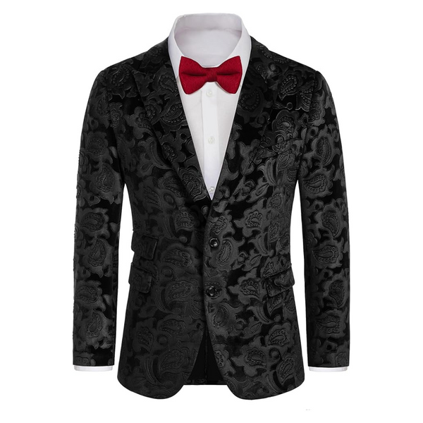 Grace Karin Men's Floral Slim Fit Velvet Tuxedo