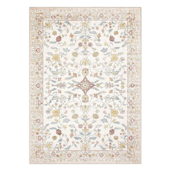 8' x 10' Washable Vintage Large Floral Stain Resistant Carpets