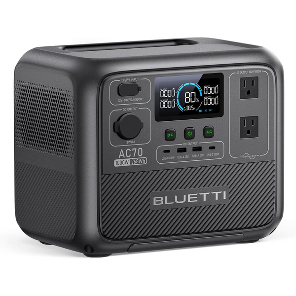 768Wh 1000W Bluetti LiFePO4 AC70 LiFePO4 Portable Power Station