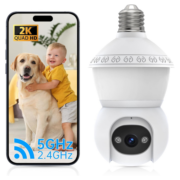 Wireless 4G 5GHz WiFi Light Bulb Security Camera W/ Motion Detection