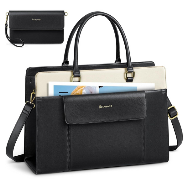 2-Piece Women's 15.6" Leather Laptop Tote Bag W/ Purse (2 Colors)