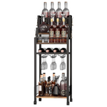 Pteteies Adjustable Storage Rolling Wine Rack With Wheels