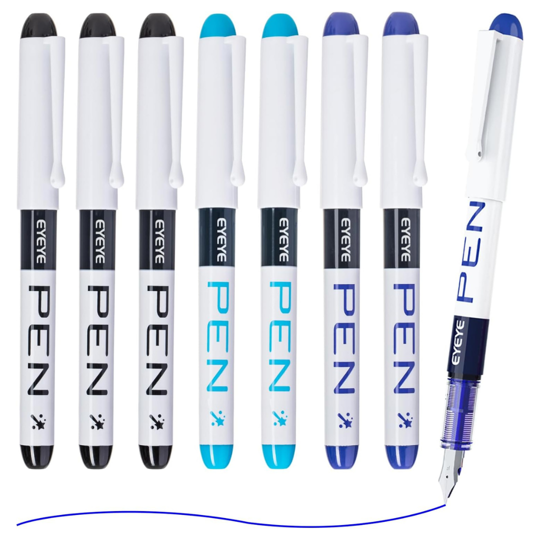 8-Pack Eyeye 3-Colors Fine Point Fountain Pens (Various)