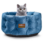 ClevaHome Round Velvet Deep Nest Cat Bed With Extra High Sides