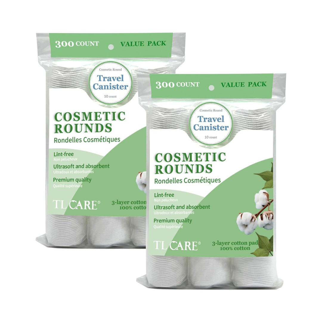 600-Count TL Care Cotton Rounds With Travel Canister