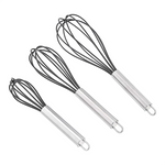 3-Pack AmazonCommercial Stainless Steel And Silicone Non-Stick Whisk Set
