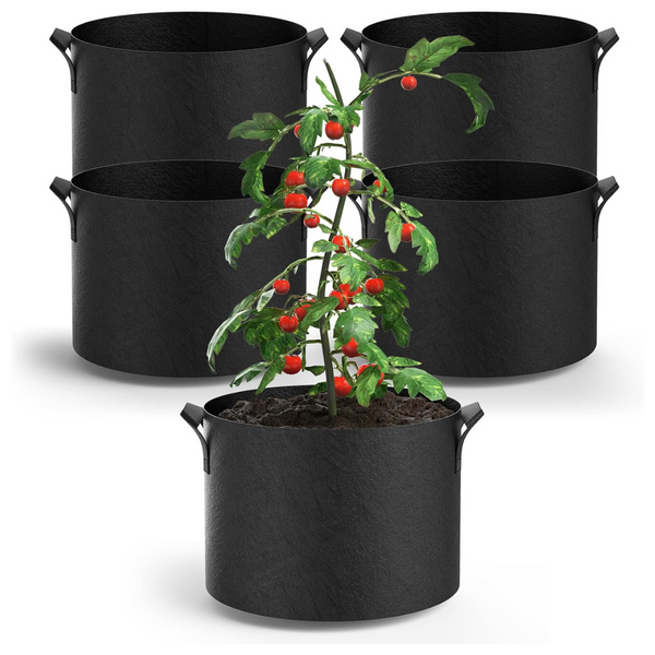 5-Pack 5 Gallon Heavy-Duty Garden Pots Fabric Grow Bags