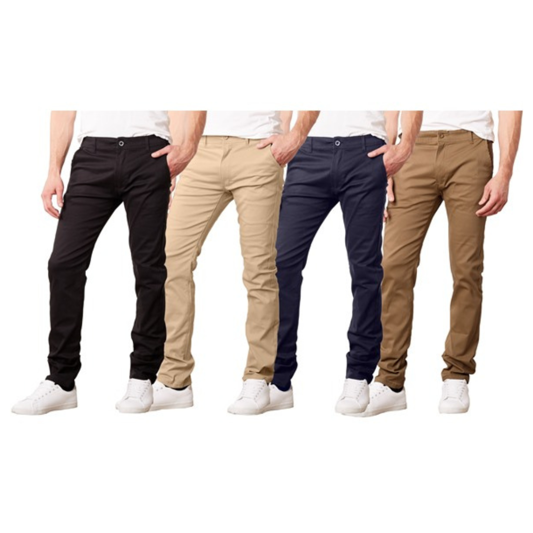 3-Pack Men's Assorted Super Stretch Slim Fitting Pants
