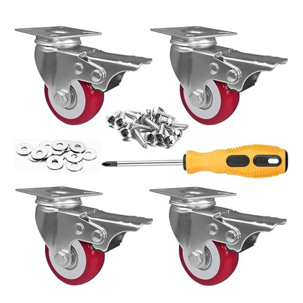 Set Of 4 2" 360 Degree Swivel Casters with Brake