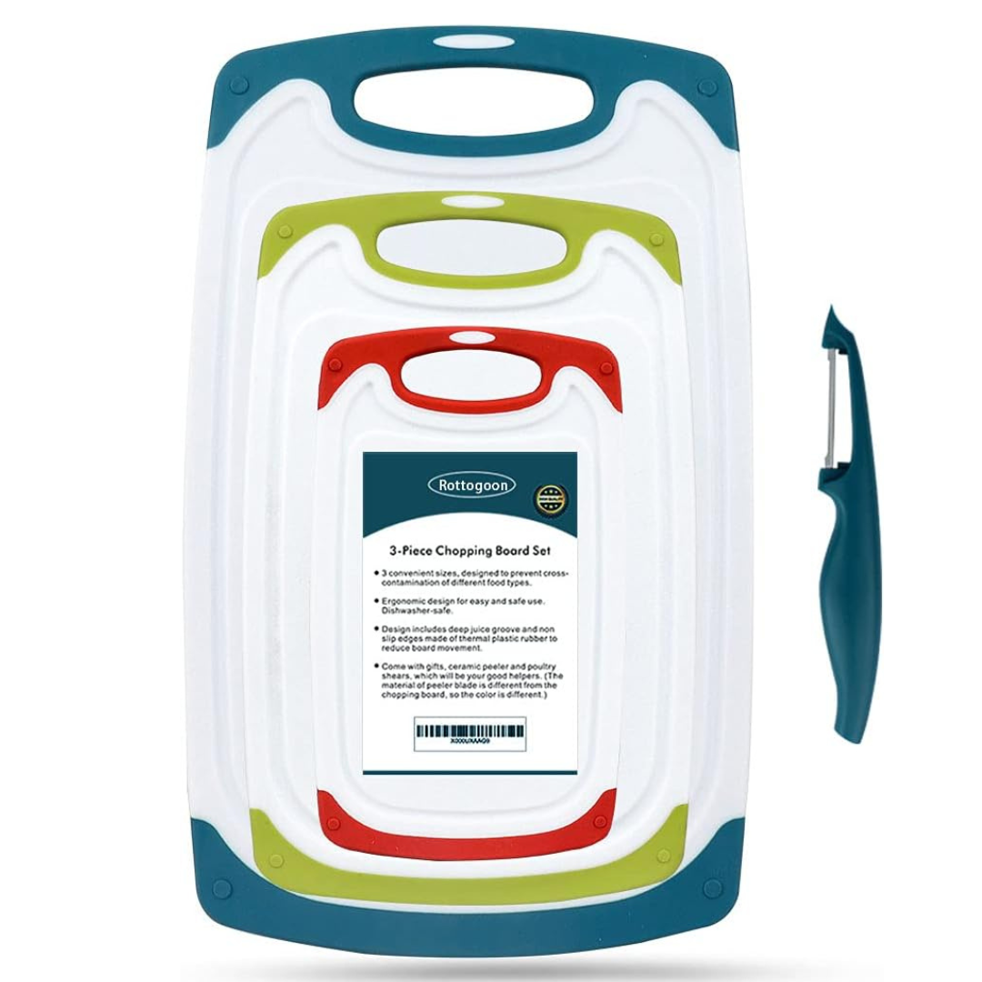 4-Piece BPA Free Plastic Chopping Board Set