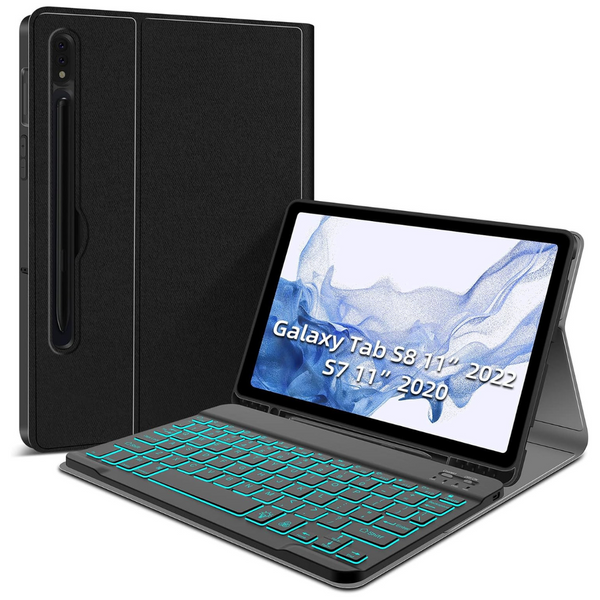Wireless Detachable Backlit Keyboard w/ Case for Samsung-Galaxy-Tab S8 S7