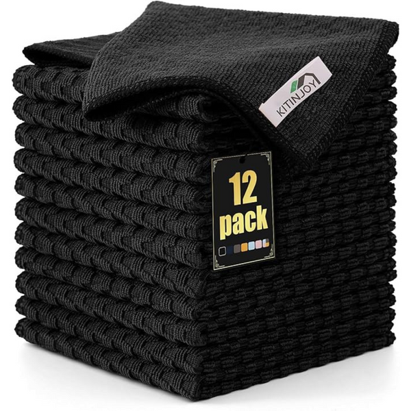 12-Pack 12" x 12" Absorbent Fast Drying Soft Microfiber Cleaning Cloth