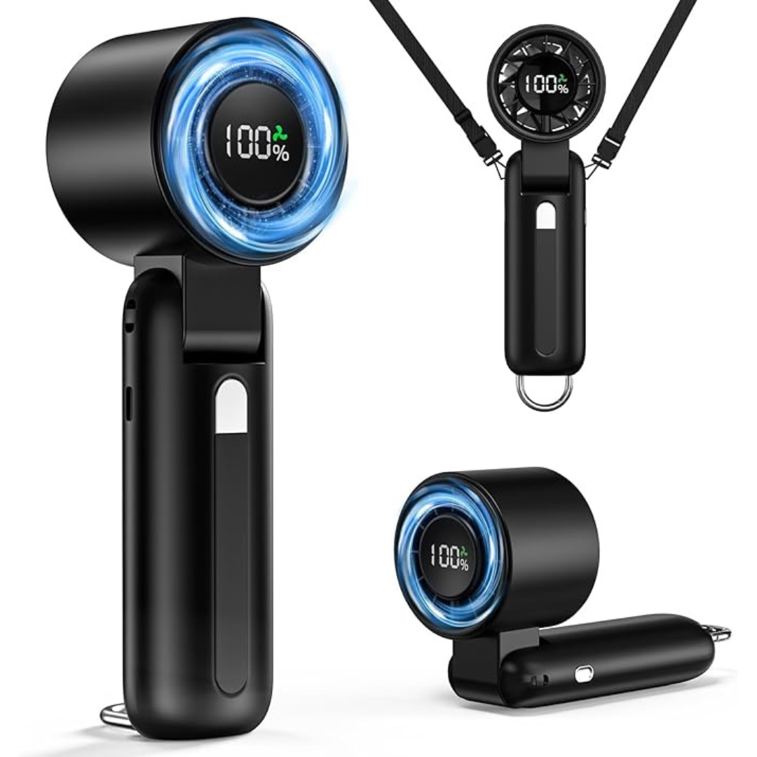100-Speed Adjustable Turbo Handheld Fan w/ 5000mAh Battery