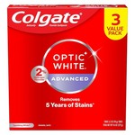 Colgate Optic White Advanced Hydrogen Peroxide Toothpaste, Teeth Whitening Toothpaste Pack (3 Pack)