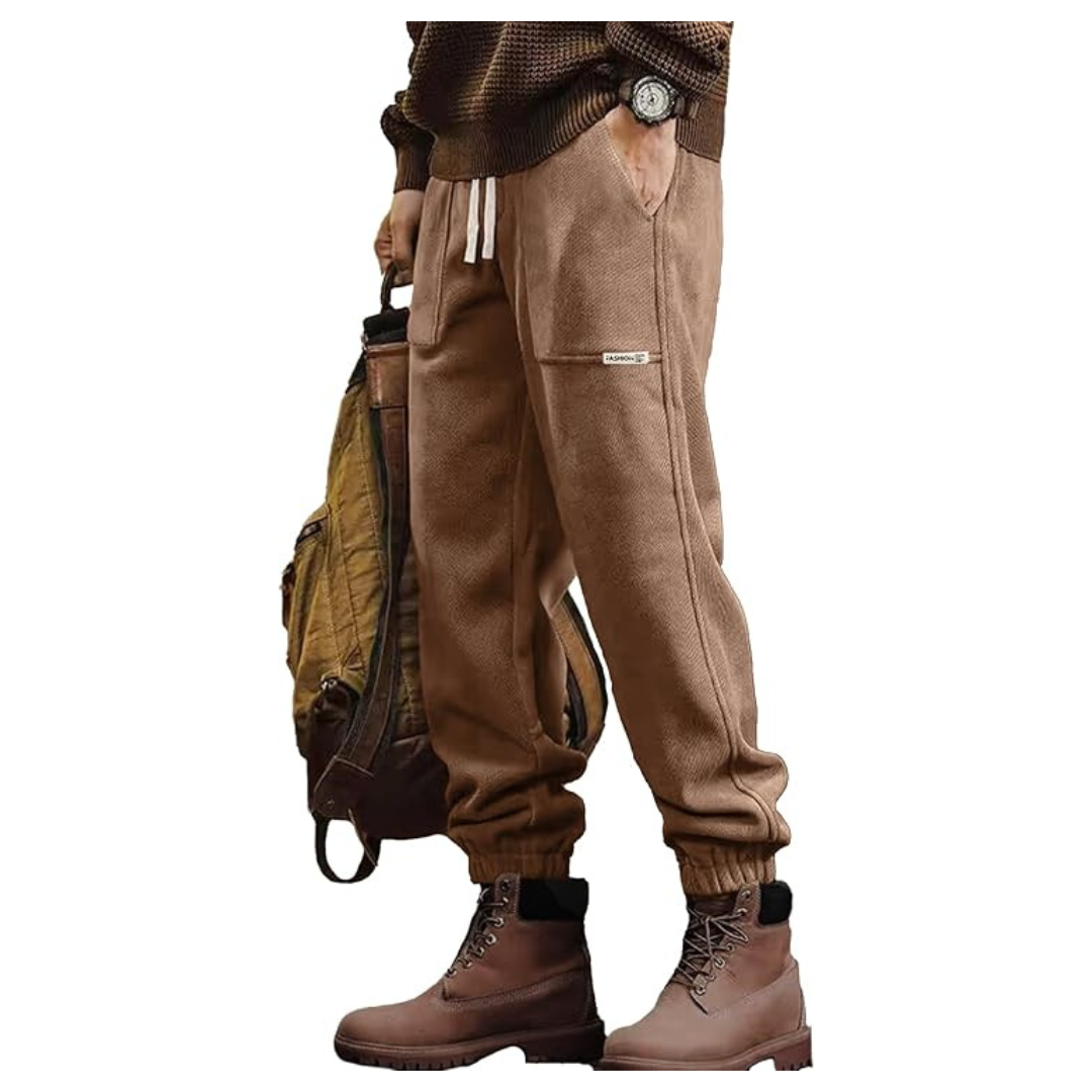Men's Elastic Waist Stretch Tapered Winter Sweatpants