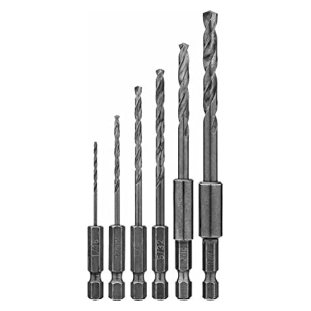 6-Piece Dewalt 1/16" To 1/4" Hex Shank Twist Drill Assortment