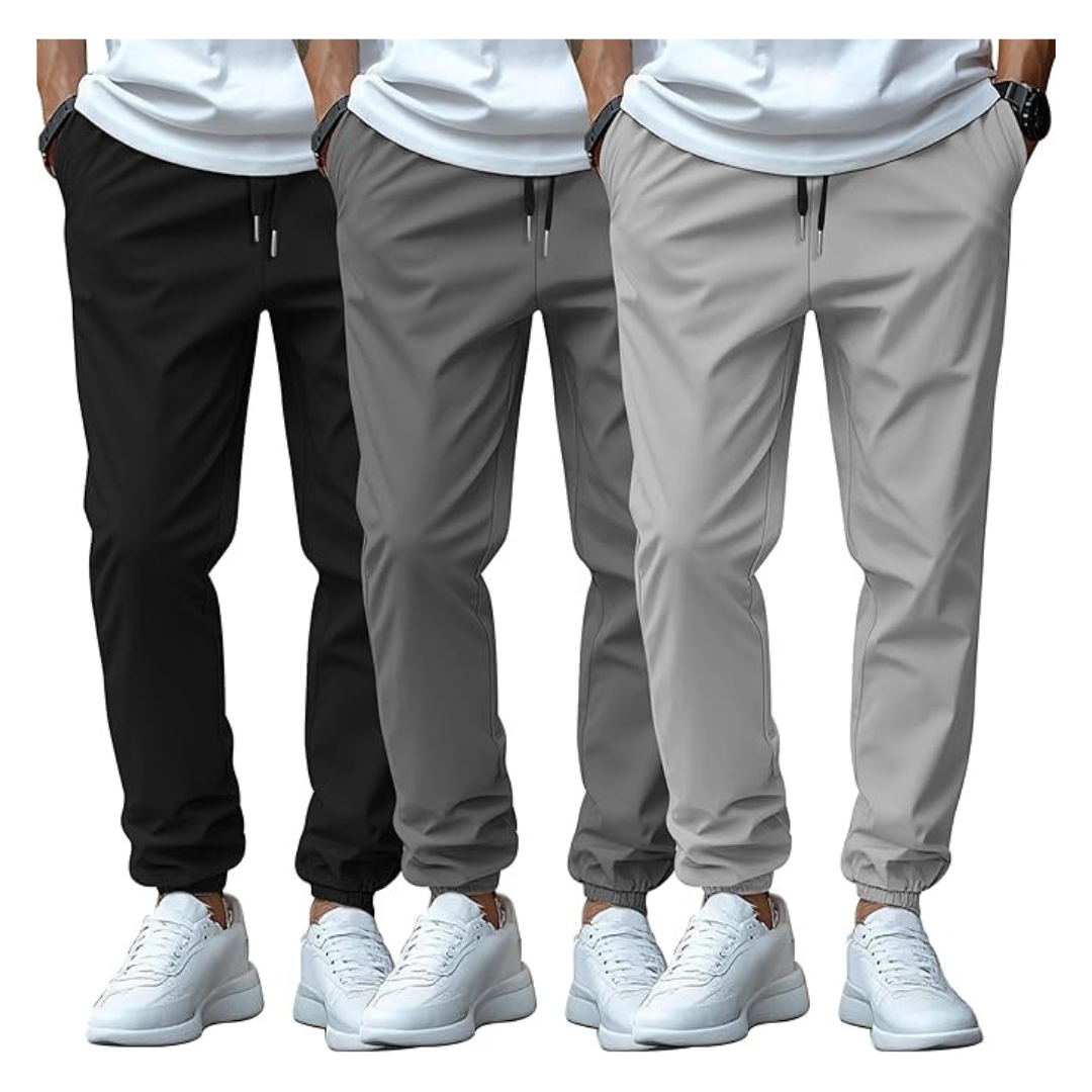 3-Pack Locoowai Men's Casual Jogger Pants With Pockets