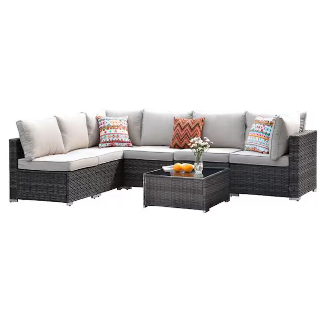 7-Piece XIZZI Gemini Wicker Sectional Set