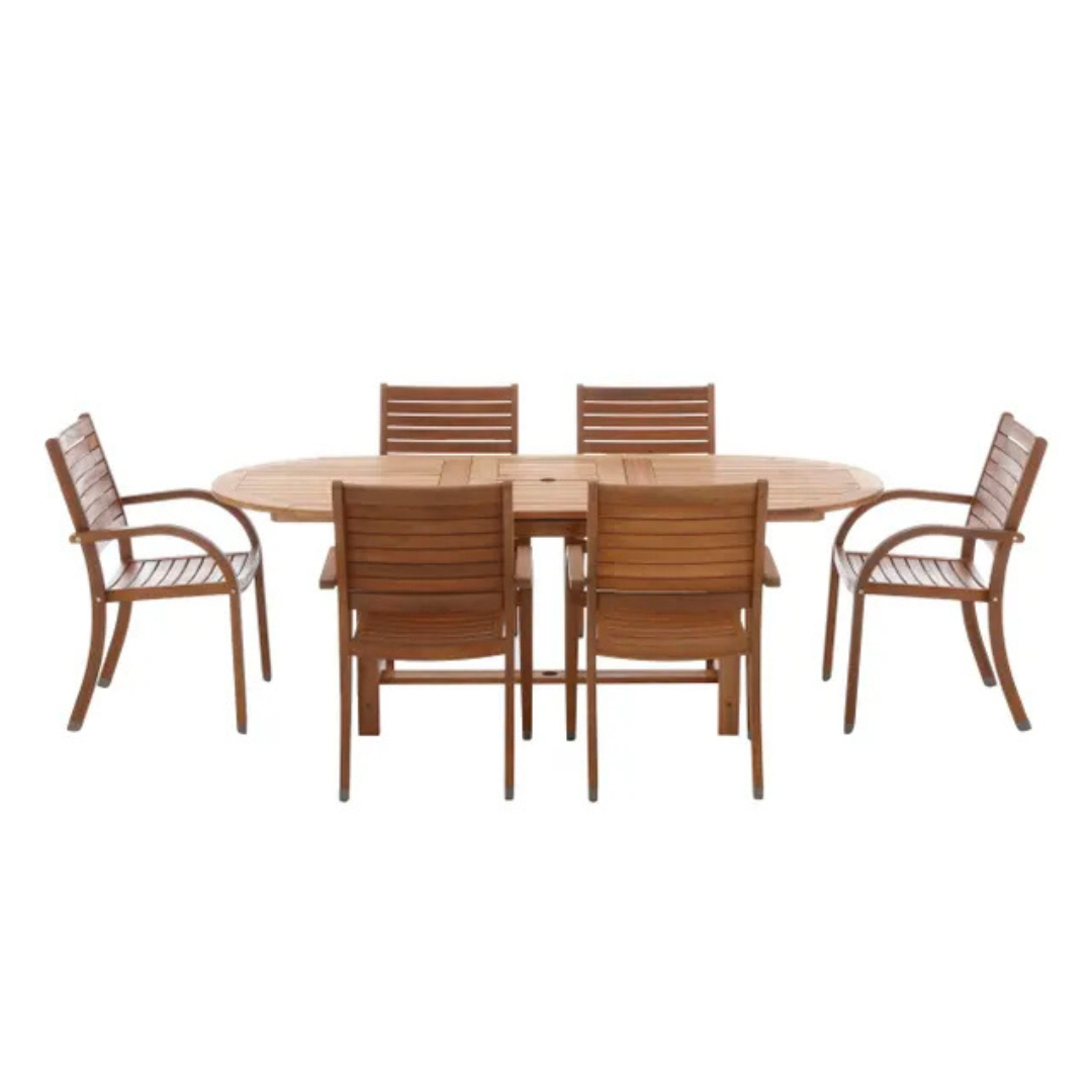 7-Piece Amazonia Arizona Oval Eucalyptus Patio Dining Set