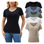 5-Pack Vomidia Short Sleeve V Neck Women's T-Shirt