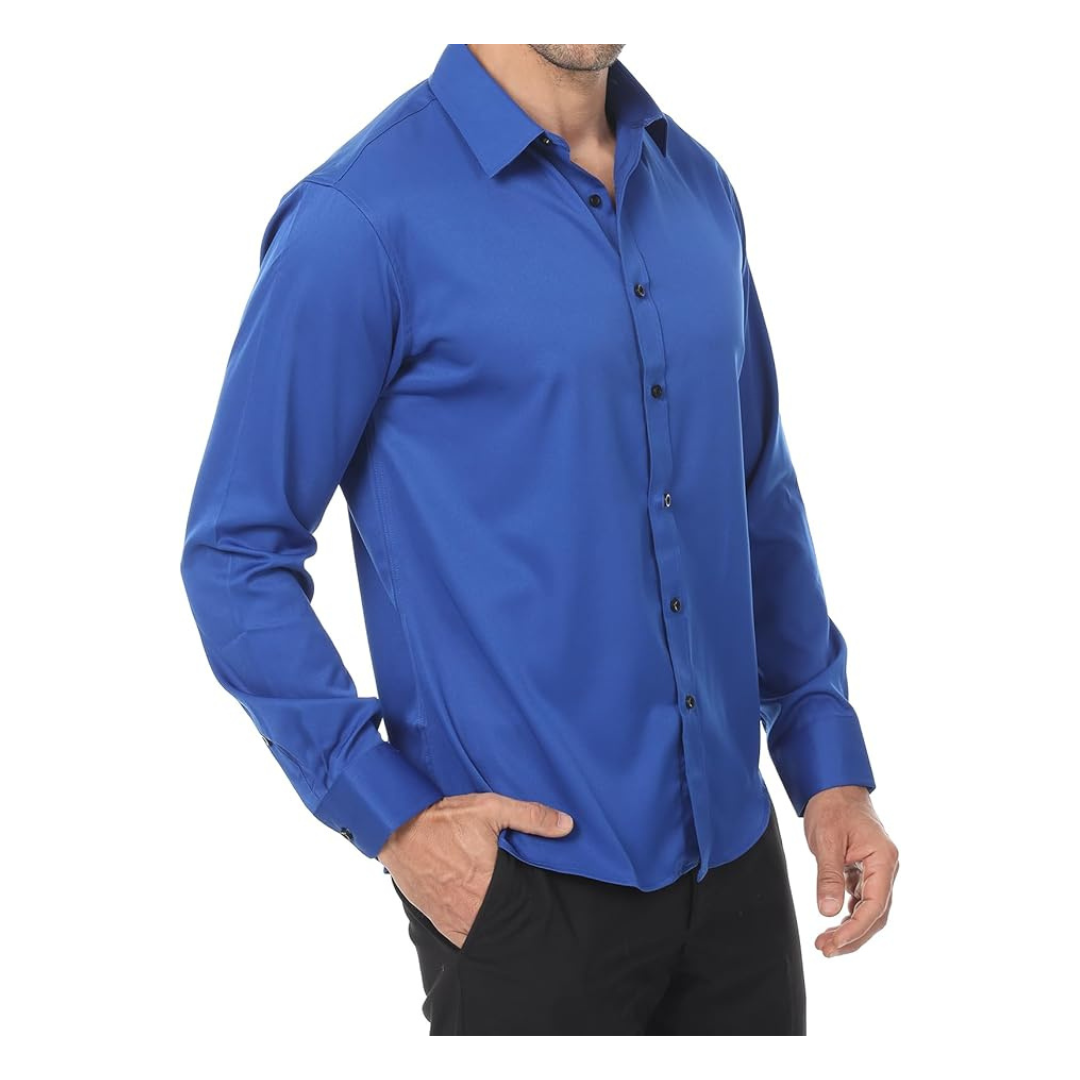 Efizura Men's Stretch Wrinkle-Resistant Button Down Shirt