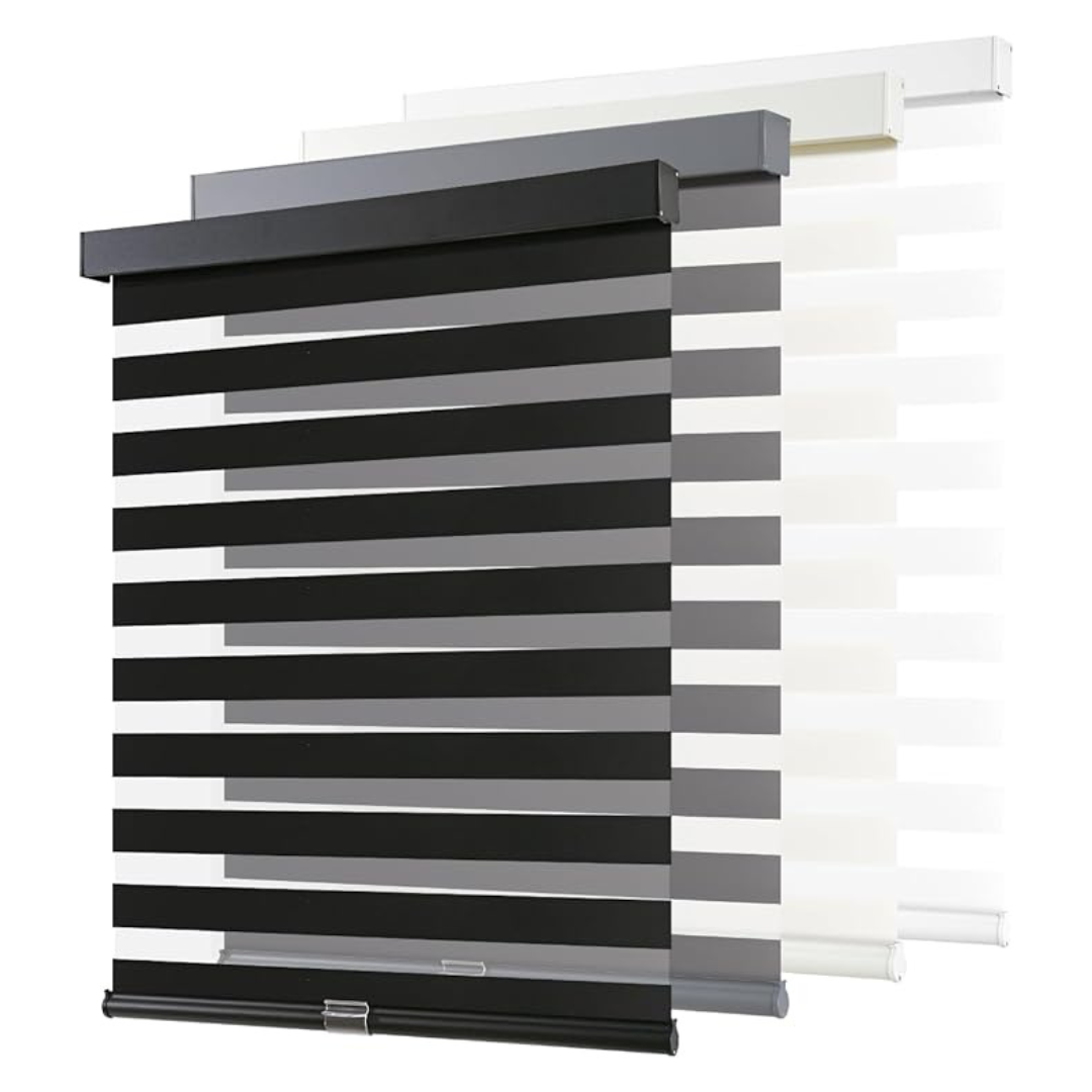 Dual Layer Light Filtering Privacy Cordless Zebra Blinds