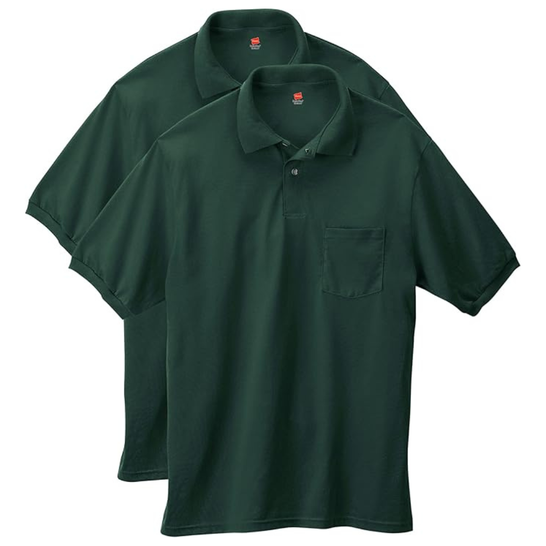 2-Pack Hanes Men's Short-Sleeve Jersey Pocket Polo (Various Colors)