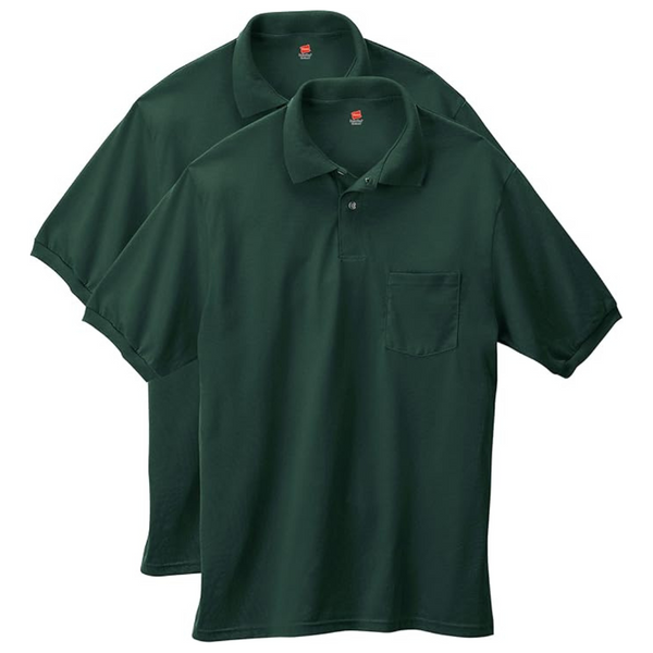 2-Pack Hanes Men's Short-Sleeve Jersey Pocket Polo (Various Colors)