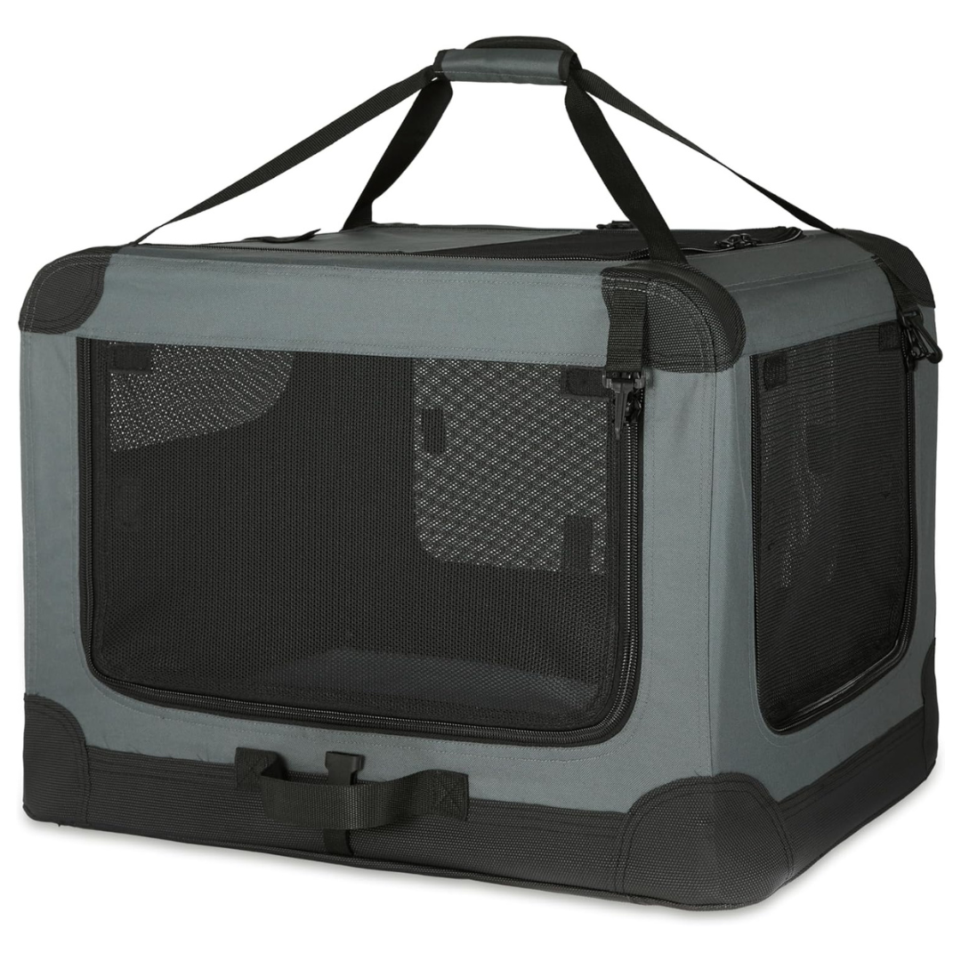 Amazon Basics 4-Doors Portable Soft-Sided Folding Travel Crate Kennel