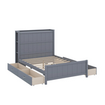 Full Size Platform Bed With Storage Shelves And Drawers