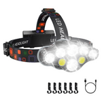 Rechargeable 8 LED Bright IPX4 Waterproof USB Headlamp