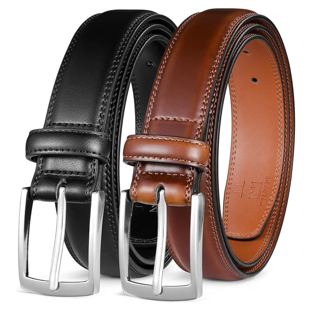 2-Pack Men's Leather Dress Belt