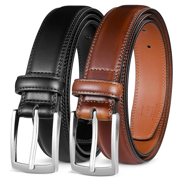 2-Pack Men's Leather Dress Belt